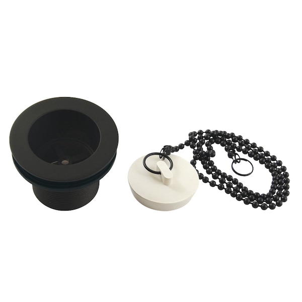 112 Chain and Stopper Tub Drain with 112 Body Thread, Matte Black